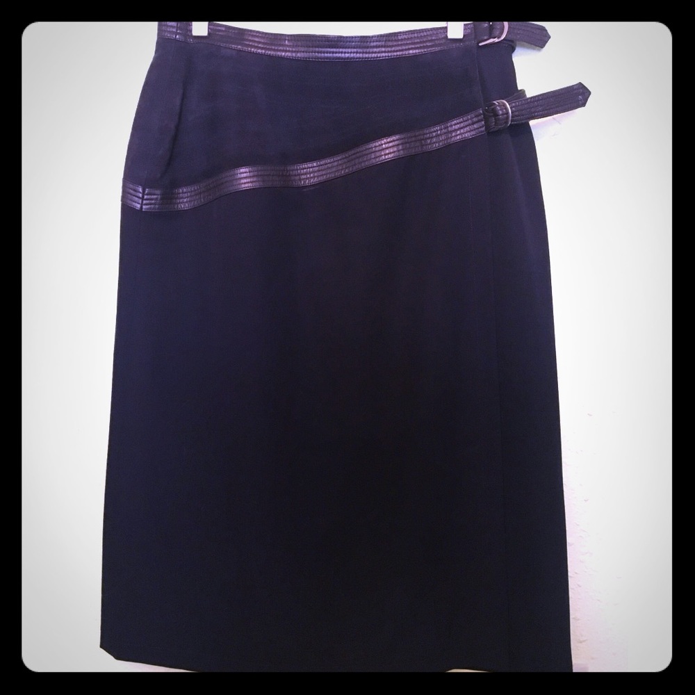 Escada Wool and Leather Skirt